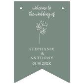 セージ緑の野結婚花 バンティングフラッグ (第3の旗)