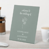 セージ緑の野結婚花 台座サイン (インサイチュ)