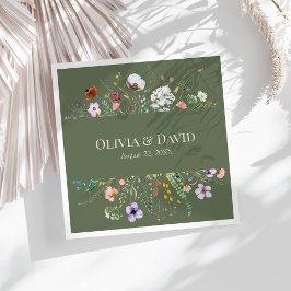 セージ緑の野結婚草牧草地のナプキン