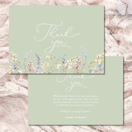 セージ緑の野草の赤ちゃんシャワー サンキューカード