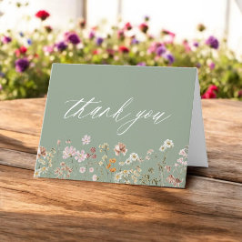 セージ緑の野草の赤ちゃんシャワー サンキューカード