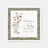 セージ緑の野草の赤ちゃんシャワー スタンダードカクテルナプキン (正面)