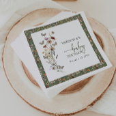 セージ緑の野草の赤ちゃんシャワー スタンダードカクテルナプキン