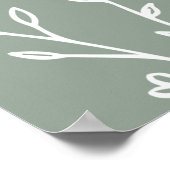 セージ緑の野草結婚の歓迎サイン ポスター (角)