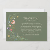 セージ緑の野草野結婚牧草地 サンキューカード (正面)