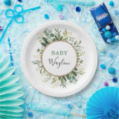 セージ緑の金ゴールドガーデングリーナリーベビーシャワー ペーパープレート (パーティー)