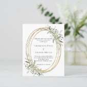 セージ緑の金ゴールドフレーム結婚式招待状 (スタンド正面)
