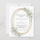 セージ緑の金ゴールドフレーム結婚式招待状 (正面)