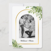 セージ緑の金ゴールド幾何結婚素朴の 招待状 (裏面)