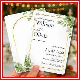 セージ緑の金ゴールド幾何結婚素朴の 招待状