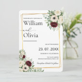 セージ緑の金ゴールド幾何結婚素朴の 招待状 (スタンド正面)