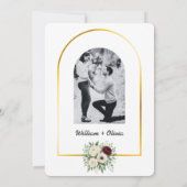 セージ緑の金ゴールド幾何結婚素朴の 招待状 (裏面)