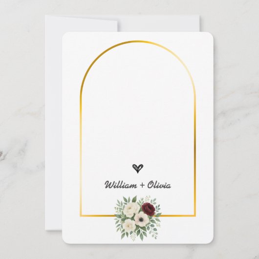 セージ緑の金ゴールド幾何結婚素朴の 招待状 (裏面)