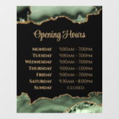 セージ緑の金ゴールド瑪瑙の開館時間ウィンドウにしがみつく ウィンドウサイン (シート)