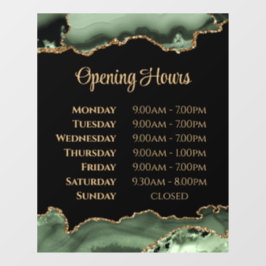 セージ緑の金ゴールド瑪瑙の開館時間ウィンドウにしがみつく ウィンドウサイン