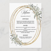 セージ緑の金ゴールド結婚の夕食 メニュー (正面)