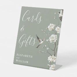 セージ緑の陳腐なカードとギフト結婚ズ 台座サイン