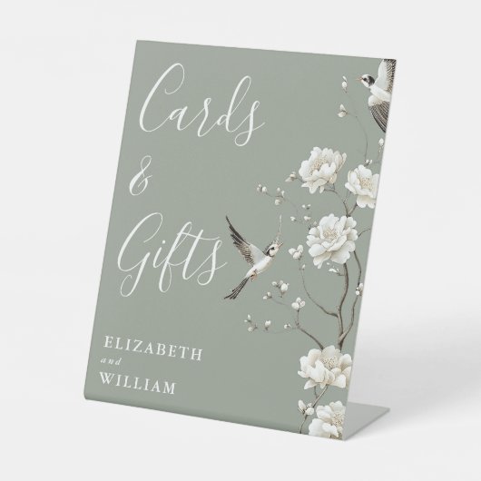 セージ緑の陳腐なカードとギフト結婚ズ 台座サイン (正面)