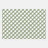 セージ緑の雪片パインプレイドホリデーパターン ラッピングペーパーシート (正面2)