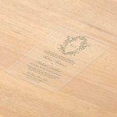 セージ緑のChinoiserieクレストモノグラム結婚ズ アクリル招待状 (レイダウン)