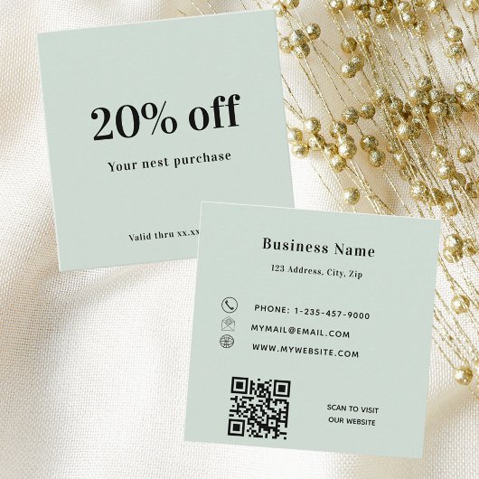 セージ緑のqrコードロイヤリティ 割引カード