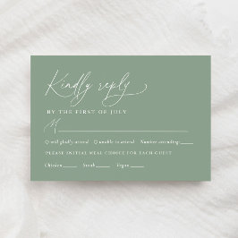 セージ緑ひまわり結婚のメニュー 出欠カード