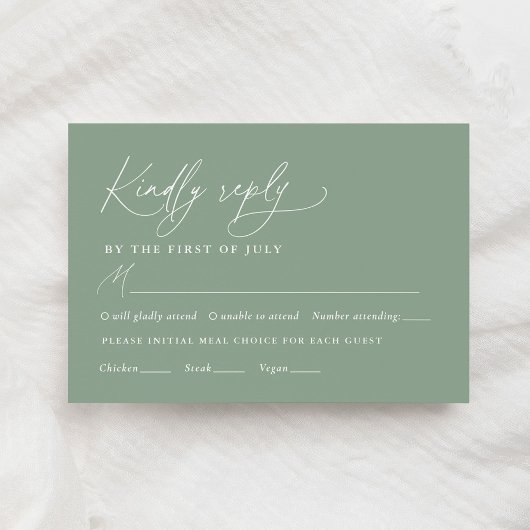 セージ緑ひまわり結婚のメニュー 出欠カード