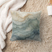 セージ緑ほこりっぽい青ベージュ抽象芸術波16" クッション (ブランケット)