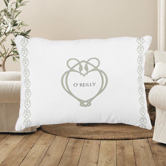 セージ緑アイリッシュケルト白鳥ラブノットファミリー名 アクセントクッション