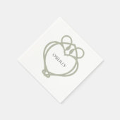 セージ緑アイリッシュケルト白鳥ラブノットファミリー名 スタンダードカクテルナプキン (角)