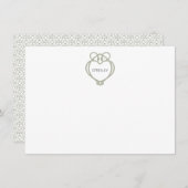 セージ緑アイリッシュケルト白鳥ラブノットファミリー名 ノートカード (正面/裏面)