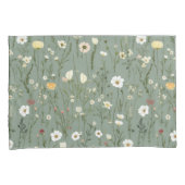 セージ緑イエローホワイトボホワイルドフラワーズフローラ 枕カバー (正面右)