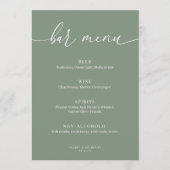 セージ緑エレガモダンントウェディングバーメニューサイン (正面)