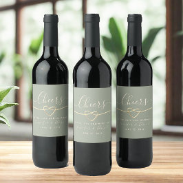 セージ緑エレガントなウェディングワインボトルラベル ワインラベル