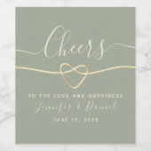 セージ緑エレガントなウェディングワインボトルラベル ワインラベル (シングルラベル)