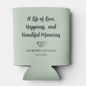 セージ緑エレガントな結婚式応援への愛の缶クール 缶クーラー (裏面)