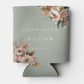 セージ緑エレガントの花結婚式の引き出物 缶クーラー (正面)