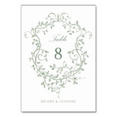 セージ緑エレガントフランスのビクトリアンフローラ群 テーブルナンバー (裏面)