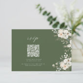 セージ緑エレガントフローラ植物学結婚QR 出欠カード (スタンド正面)