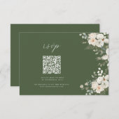 セージ緑エレガントフローラ植物学結婚QR 出欠カード (正面/裏面)