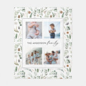 セージ緑エレガント植物科モダン4枚の写真 フリースブランケット (正面)