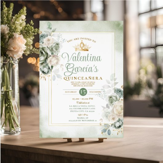 セージ緑キンセアニラ15アノスフラワーズ金ゴールドクラウン 招待状