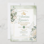 セージ緑キンセアニラ15アノスフラワーズ金ゴールドクラウン 招待状 (正面)