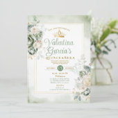 セージ緑キンセアニラ15アノスフラワーズ金ゴールドクラウン 招待状 (スタンド正面)