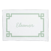 セージ緑ギリシャ語鍵モノグラム標準ピローケース 枕カバー (正面)