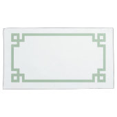 セージ緑ギリシャ鍵縁どキングサイズ 枕カバー (正面右)