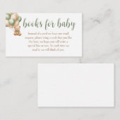 セージ緑クマ気球ベビーシャワーブックベビー エンクロージャーカード (正面/裏面)