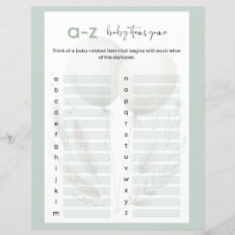 セージ緑クマAからZベビーアイテム赤ちゃんシャワーゲーム