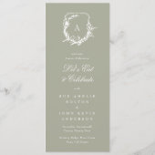 セージ緑クラシックヴィンテージモノグラム結婚クレスト メニュー (裏面)