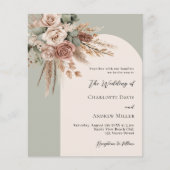 セージ緑クリームバラアーチ結婚式招待状 (正面)